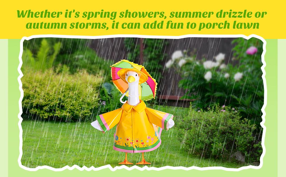 3 Pcs/Set Raincoat Porch Goose Outfits, Summer Lawn Goose Statue Raincoat Costume, Yard Goose Clothes Raincoats Umbrella Hat Outfit for 23" Statue Patio Garden Decoration