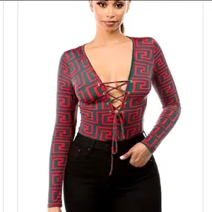 Bold Geometric Lace-Up Bodysuit