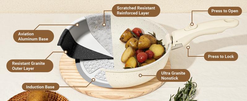 [NEW]SODAY 15pcs Pots and Pans Set Non Stick, Cookware Sets with Detachable Handle, Nonstick RV Kitchen Cooking Set Removable Handles, Oven Safe,Stackable, Frying,Kitchenware,stock up on specials,Valentines Day gifts, gifts