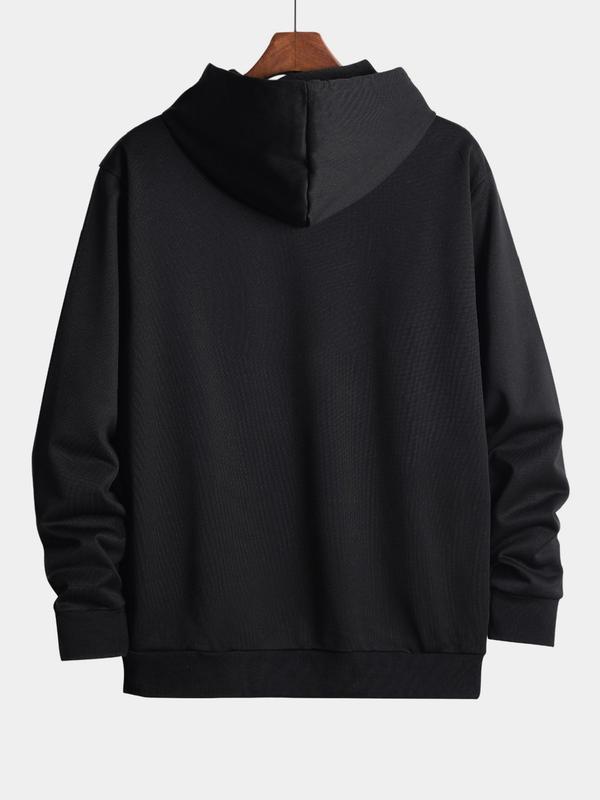 Men's spring and autumn lightweight long-sleeve pocket hoodie with stylish Paris letter print, casual sports streetwear brand, suitable for cool weather during the season, perfect for outdoor activities and fashionable outings.