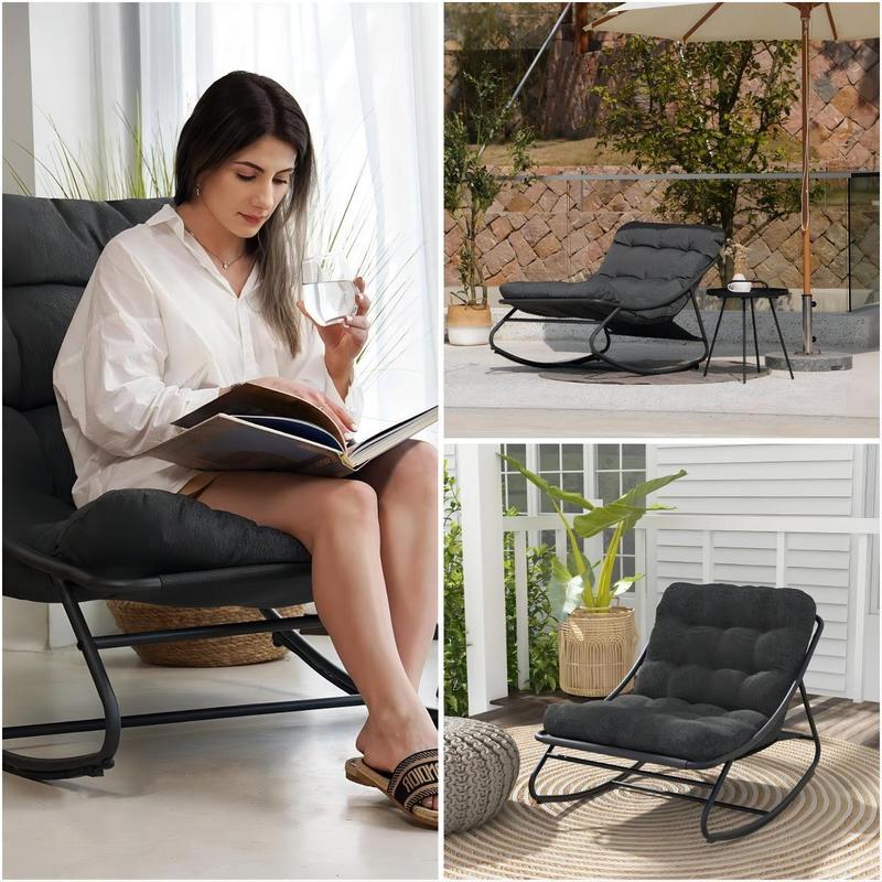 Indoor & Outdoor Royal Rocking Chair – Soft Padded Cushion & Sturdy Steel Frame for Ultimate Comfort & Relaxation