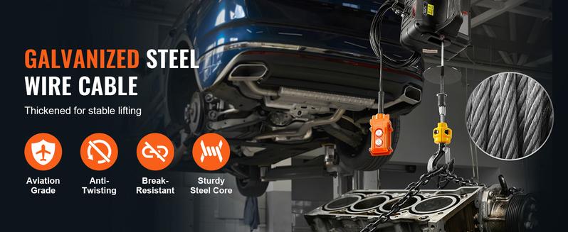 VEVOR Electric Hoist Winch, 1500W Portable Power Winch Crane, Various specifications, Wired and Wireless Remote Control, Overload Protection