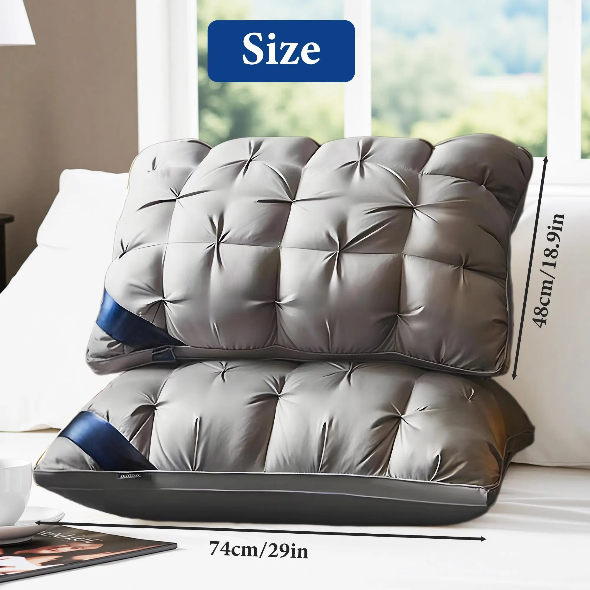 2 Pieces Bepatio  Luxury 5-Star Hotel Quality Pillows With 900g Soft Comfortable & Cooling Pillows In Full & Queen Size,Ultra-Fluffy Soft Down Alternative Fill,seth pillow ,Christmas Gift Ideas