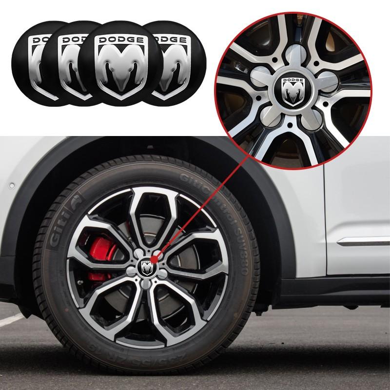4pcs 56mm Aluminum Dodge Models Car Wheel Hub Center Cap Stickers Emblem Badge Decoration Decals For Dodge Caliber Ram 1500 Caravan Charger Journey Nitro Challenger Auto Styling Accessories