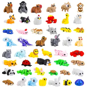 48PCS  3D Printed  Small Pack,  3D  Fidget Toys Also Known as Wigglitz, Small 3D Printed  Figures for Party Favors, Goodie Bags and Classroom Activities, Articulated Mini Pocket Animals