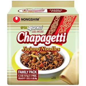 Nongshim Ramen Noodles, Gourmet Instant Ramen, Premium Microwavable Noodle, Chapagetti, 4.5 Ounce (Pack of 4)