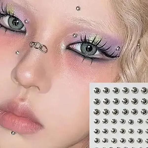Self Adhesive Rhinestones Diamond Sticker Fake Nose Stud Non Piercing Eye Ear Face Body Jewelry For Women Crystal Sticker