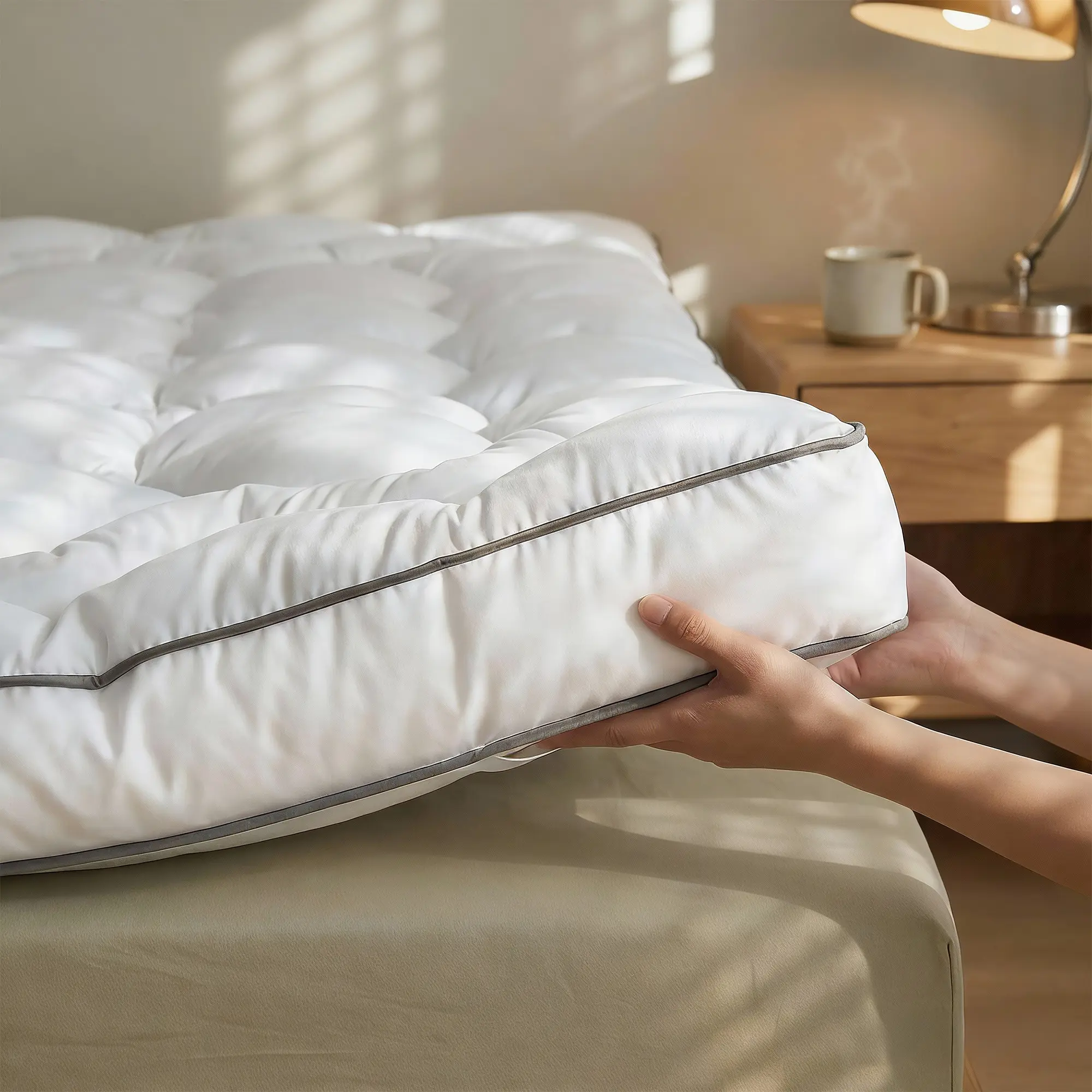 Raybee 2200 GSM Ultal-Thick & Soft Mattress Topper, 1700GSM Memory Foam & 500GSM Down Alternative Microfiber, 3-4 Inch  Mattress Pad Topper for Backpain, Joint & Pressure Relif, Breathable Cooling Overfill Plush Cloud Like for Apartment, RVs, Bedroom