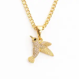 Hummingbird pendant with a Cuban chain 3 mm wide 20 inches long