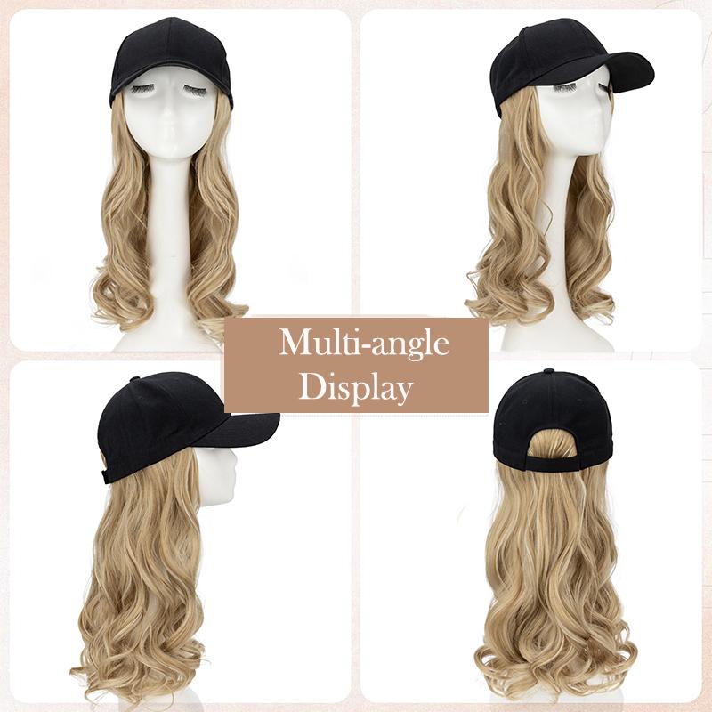 Baseball Hat Wig for Women Wig Cap with 16in Curly Hair Extensions Hat with Hair Wave Adjustable Baseball Cap Wigs