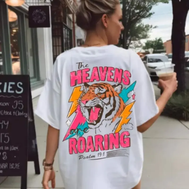 The Heavens are Roaring tee, Retro Boho Bible Verse tee, Psalm 19:1, Faith Gift, Bible quote tee, Christian Mom tee, Jesus Lover
