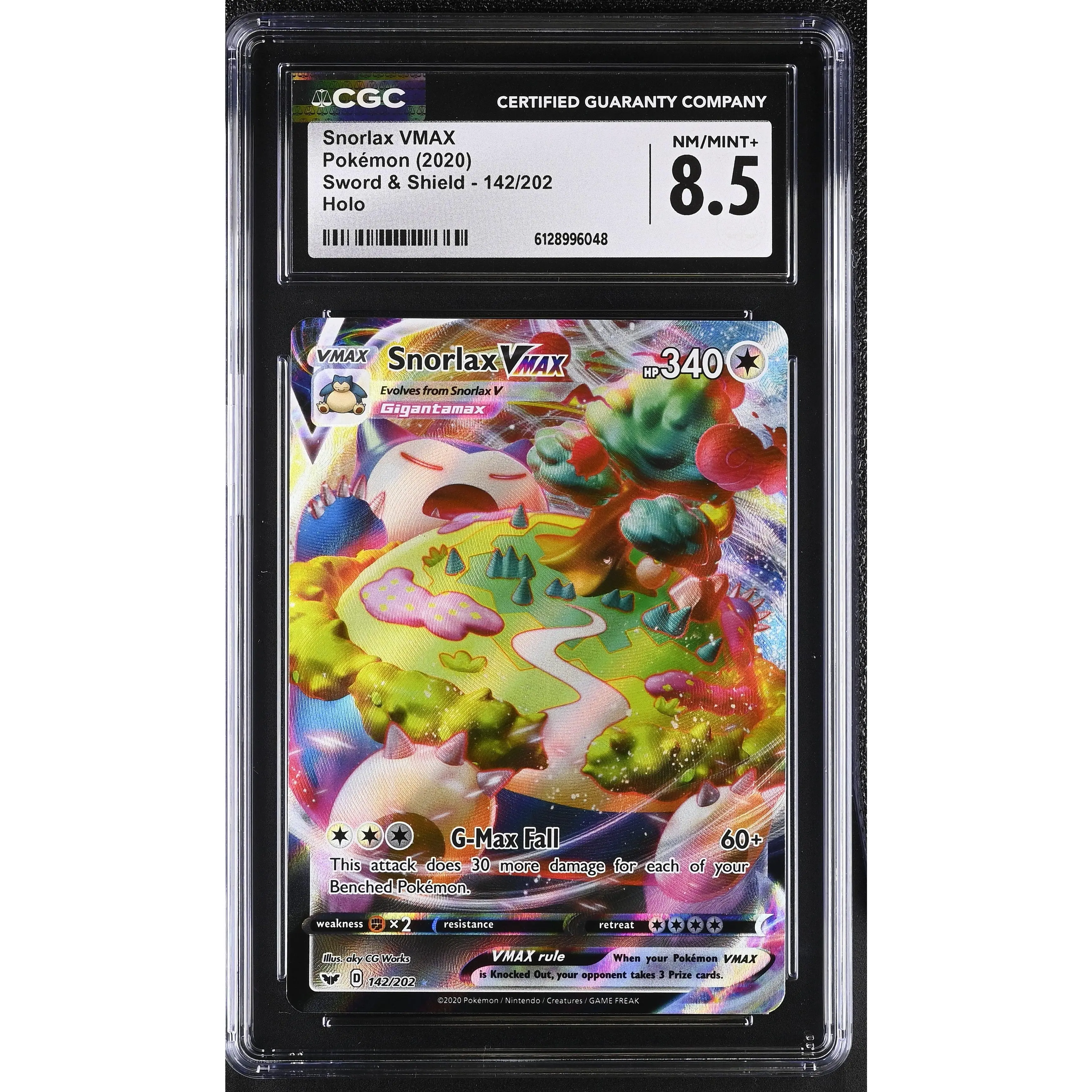 POKEMON TCG: SWORD & SHIELD BASE SET - SNORLAX VMAX - 142/202 (HOLO) (ENGLISH) (GRADED / CGC 8.5) (📌 CONDITION 9.5)