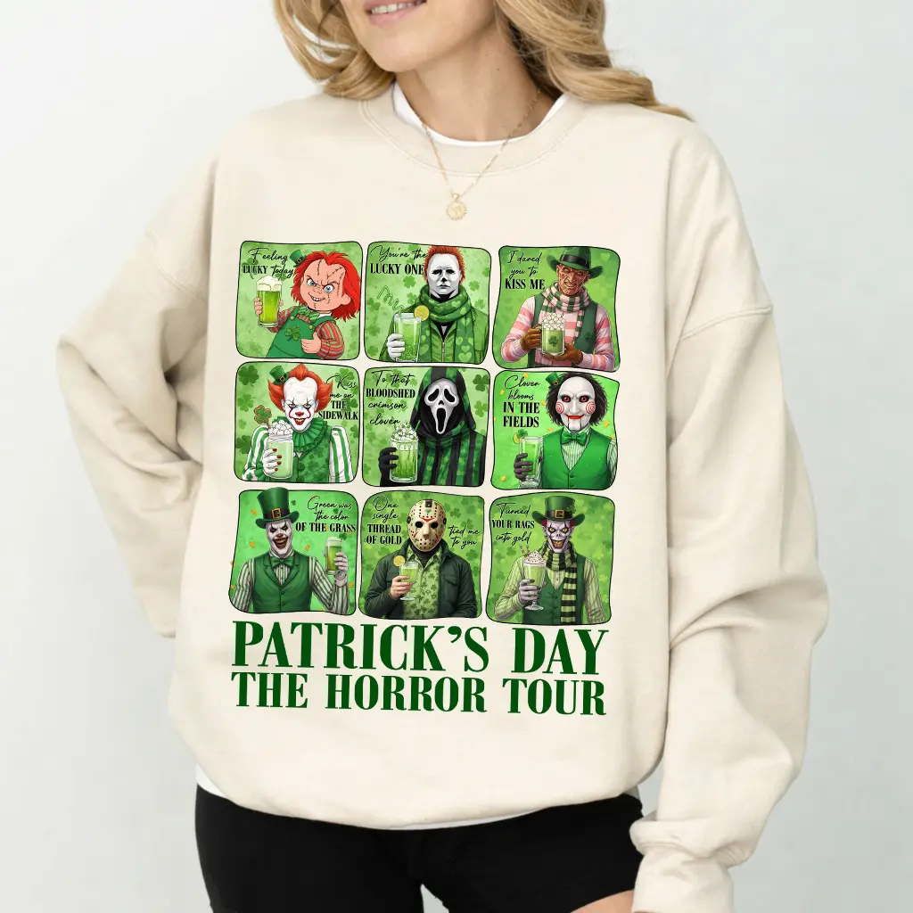 Funny Horror Friends St. Patrick’s Day Shirt, Killers Lucky Day Tshirt,  St.Patricks Day Killers Fan Gifts, Lucky Shamrock Killer Irish Day Tshirt