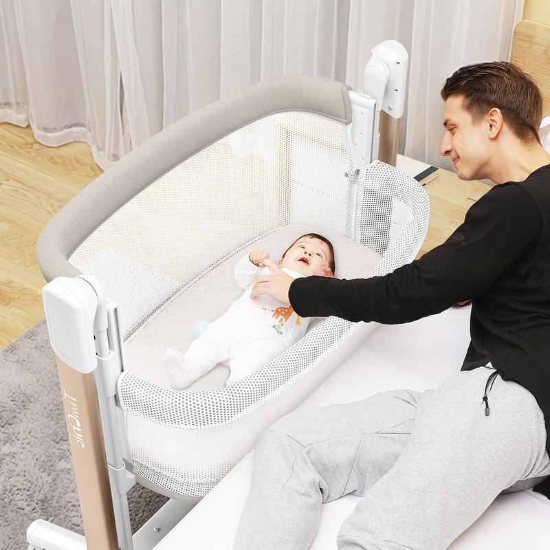 TIMCHIC 3-in-1 Auto Rocking Bassinet – Electric Bedside Crib, Adjustable Heights, On Wheels – Keeps Baby Calm & Close (0-12 Months)