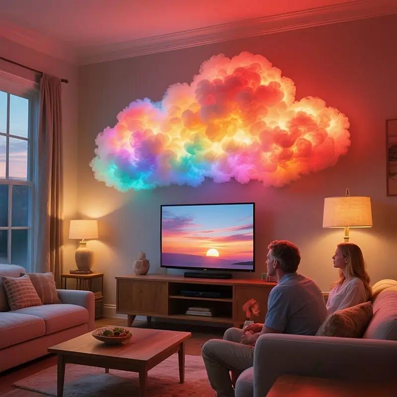 Intelligent 3D Cloud LED Light | Color Change&Music Synchronization | Christmas and Halloween Room Decoration | USB Powered Home DIY Fun
