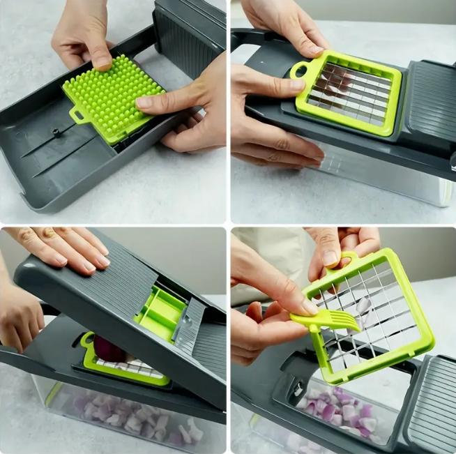 16-in-1 Multifunctional Vegetable Chopper Garlic & Onion Grater Kitchen Slicer with Auto Off Feature for Efficient Cooking