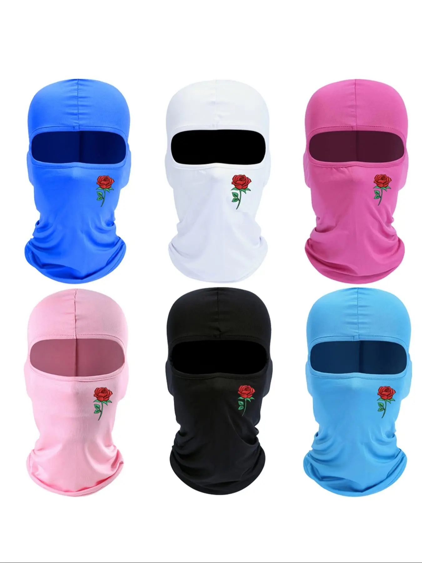 Rose Print Cooling Breathable Balaclava Face Mask, Face Cover Balaclava, 2 in 1 Summer Neck Gaiter, UV Protector Motorcycle Gear Ski Scarf for Men/Women
