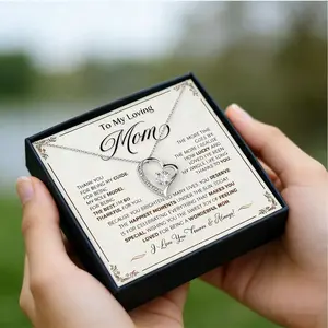 Mother’s Day Necklace Gift for Mom - Love Heart Pendant “To My Mother” from Daughter or Son - Birthday & Christmas Present for Mama Hypoallergenic Jewelry