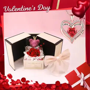 Preserved Rose,Birthday Gifts for Women Mom Girlfriend,Gifts for Mom Grandma Wife Daughter Sister,Jewelry Boxes with Necklace,heart necklace