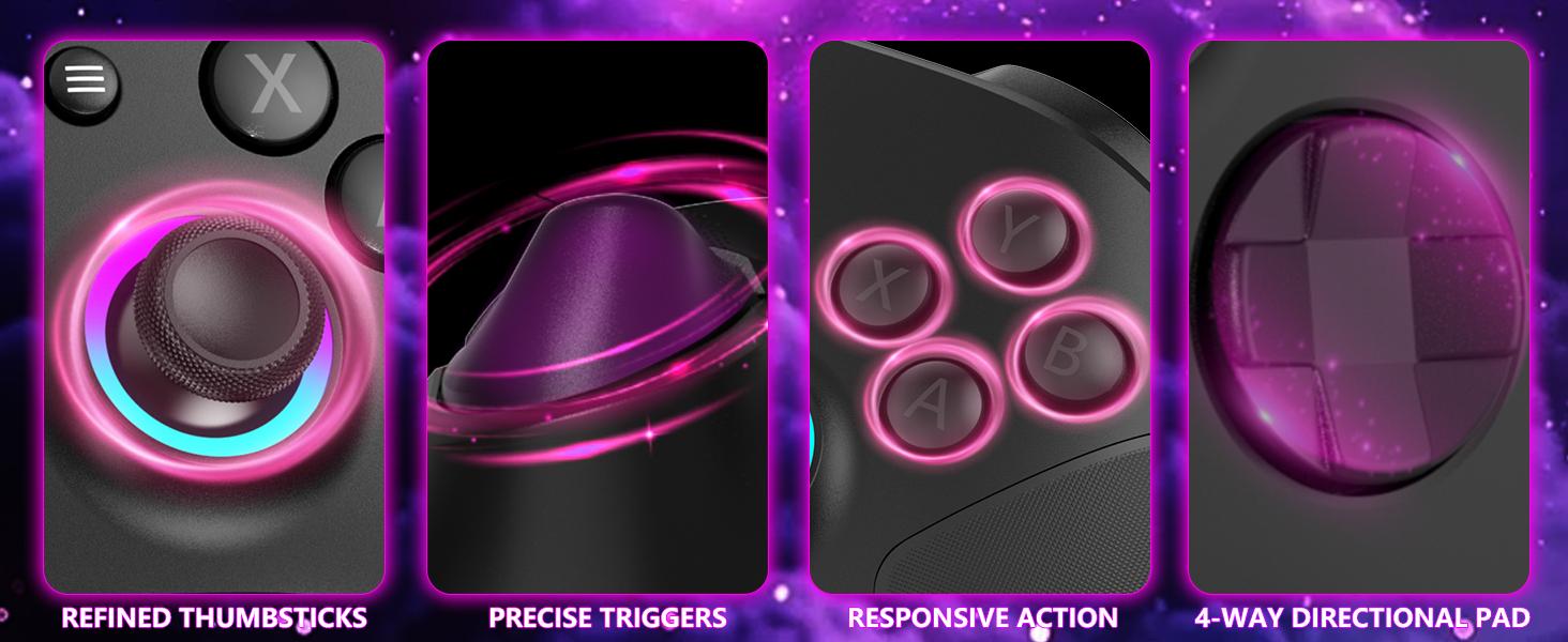 YUYIU Elite 2.4G Wireless Controller for Xbox Series X|S & Steam PC with 7 RGB Lights Dual Vibration Turbo Programmable 3.5mm Audio Jack 1000mAh Battery