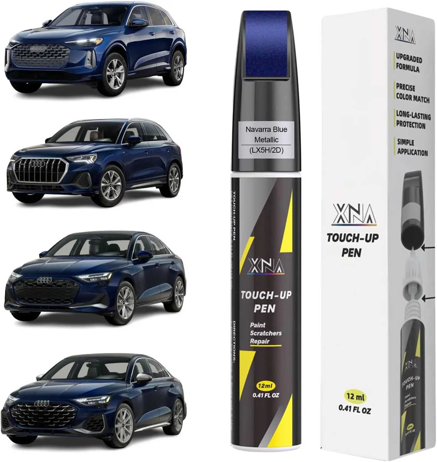 Navarra Blue Metallic (LX5H/2D) Metallic Paint 2-In-1 Car Tool Kit with Paste & Touch-Up Pen for 2025 Q5/2024 Q5 Audi, Deep Scratch Fix for Nicks, Chips & Deeper Blemishes, Deep Scratch Repair, 2-In-1 Car Scratch Repair Kit