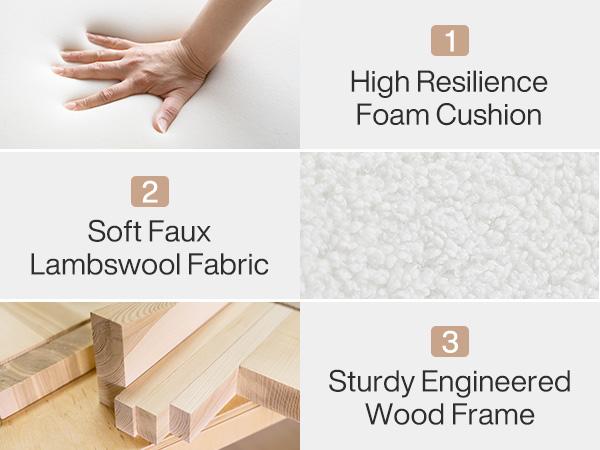 LITTLE TREE Modern Vanity Stool, Upholstered Ottoman, Arched Footstool, Sofa Footrest, Extra Seat for Living Room, Dressing Chair, Shoe Stool for Entryway, Bedroom, Makeup Room, Fully Assembled