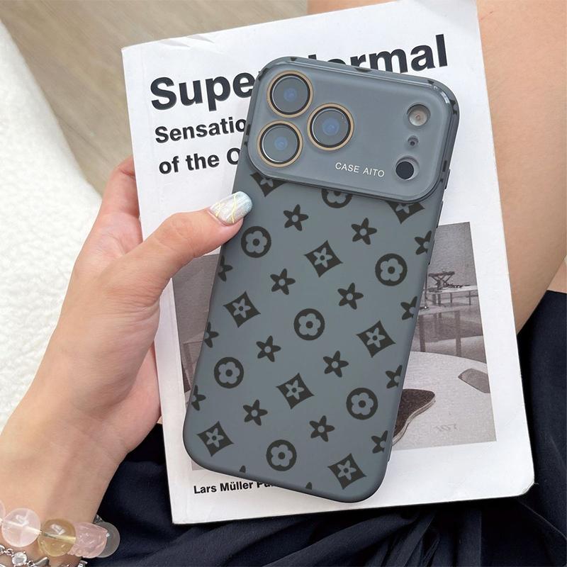 Vintage print Dopamine Ins Style Solid Color Phone Case with Ultra Skin friendly Touch, All Inclusive Lens Phone Case Suitable for Apple 17 16 15 14 13 12