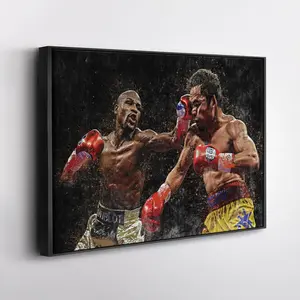 Floyd Mayweather vs Manny Pacquiao Boxing Wall Art Print,  Fight Poster for Man Cave, Home Gym, or Sports Fan Wall Decor