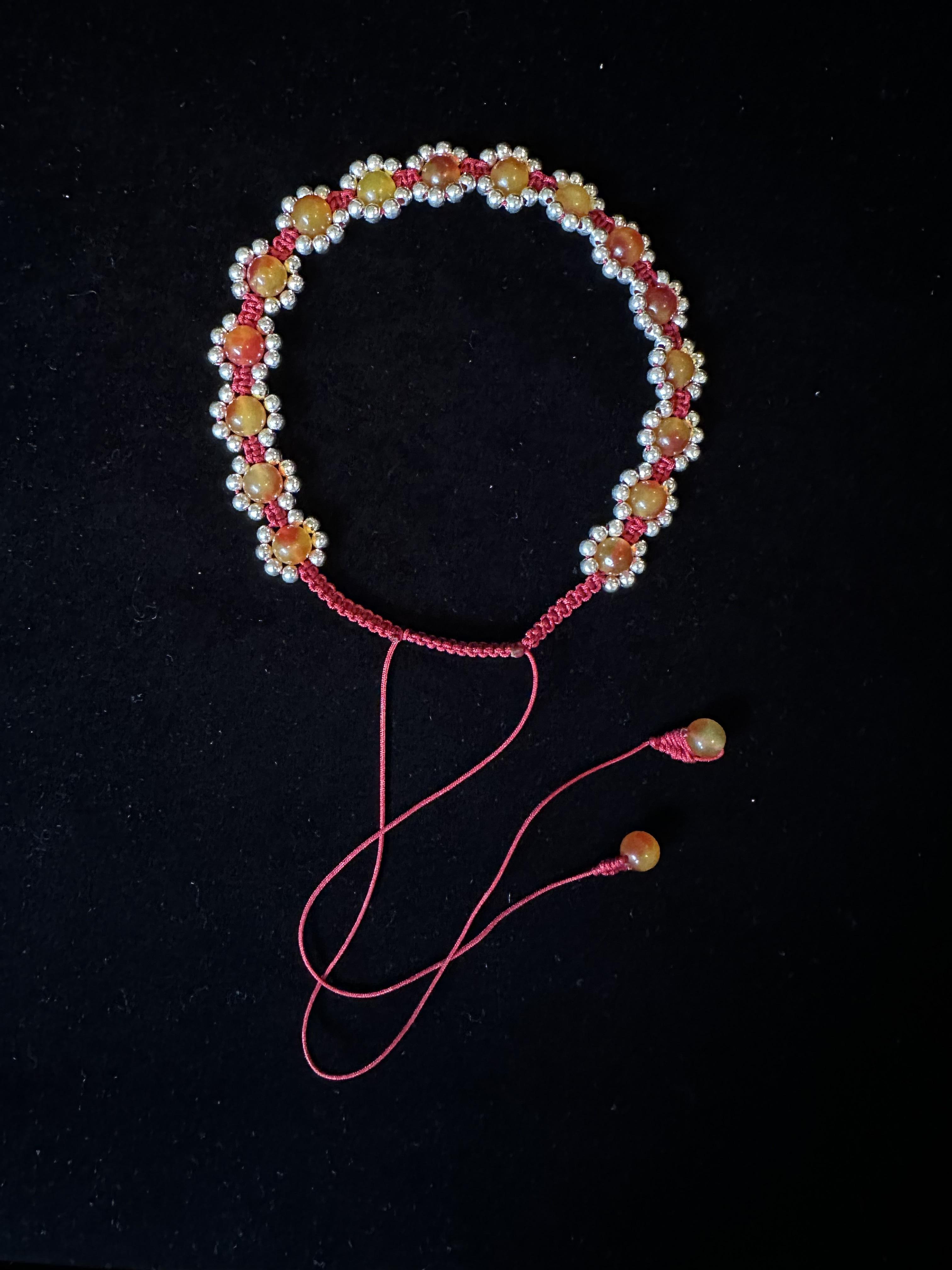 Handcrafted Macrame Headband & Choker Necklace Collection with Crystal Beads Adjustable Cord for Versatile Wear Bohemian Inspired & Elegant Styles