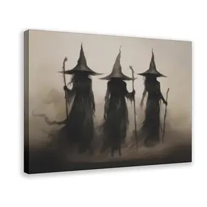 Creepy Witch  Vintage Halloween   Three Witches Posters Retro  Art Horror Witchy  Aesthetic for Room  Family   restaurant wall decor