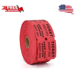 Raffle Tickets Double Roll 1000 per Roll 50/50 Raffle Tickets Red