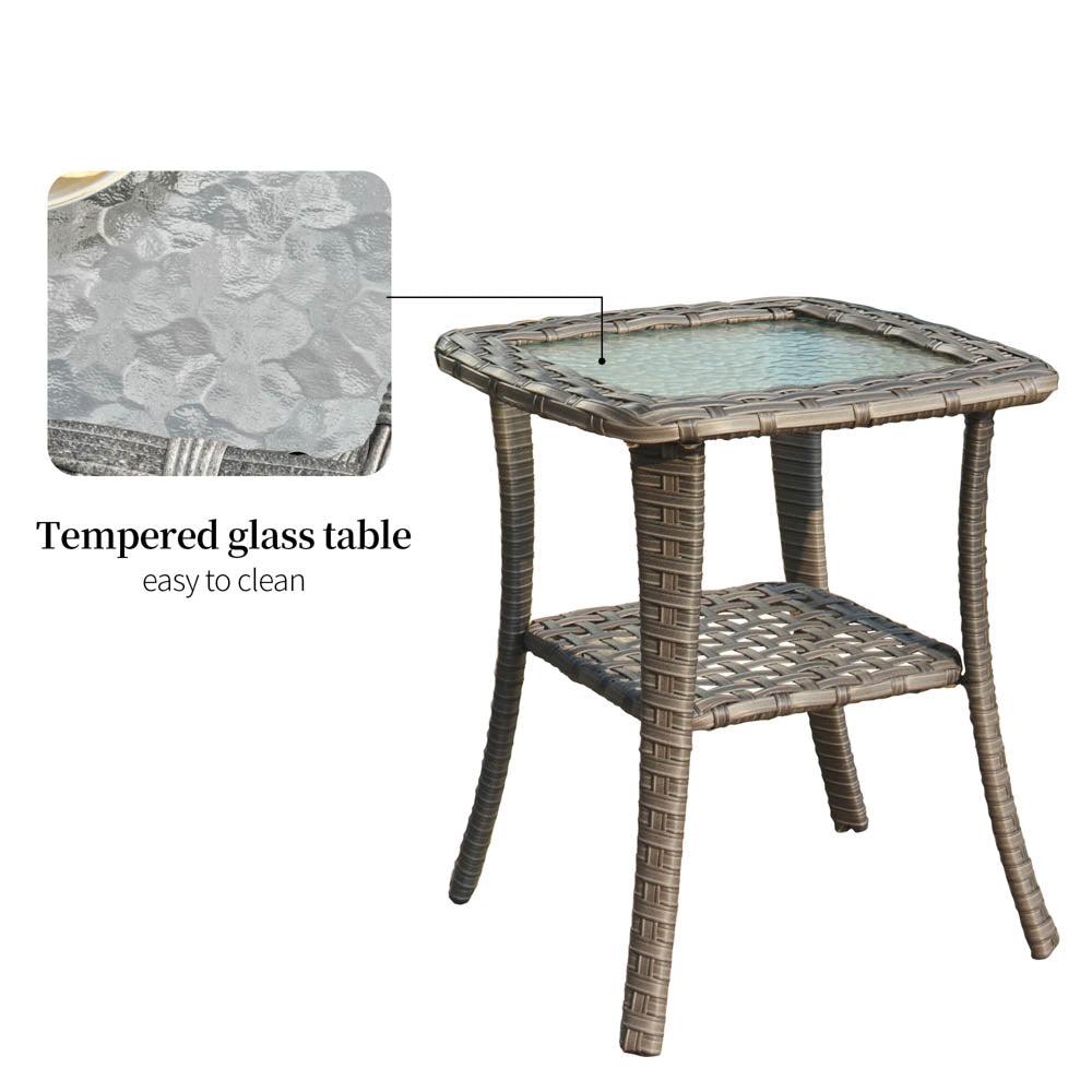 Ovios Patio Furniture 13-Piece Outdoor Sectional Sofa Set with Wicker Rocking Swivel Chairs and 42.12'' Fire Pit