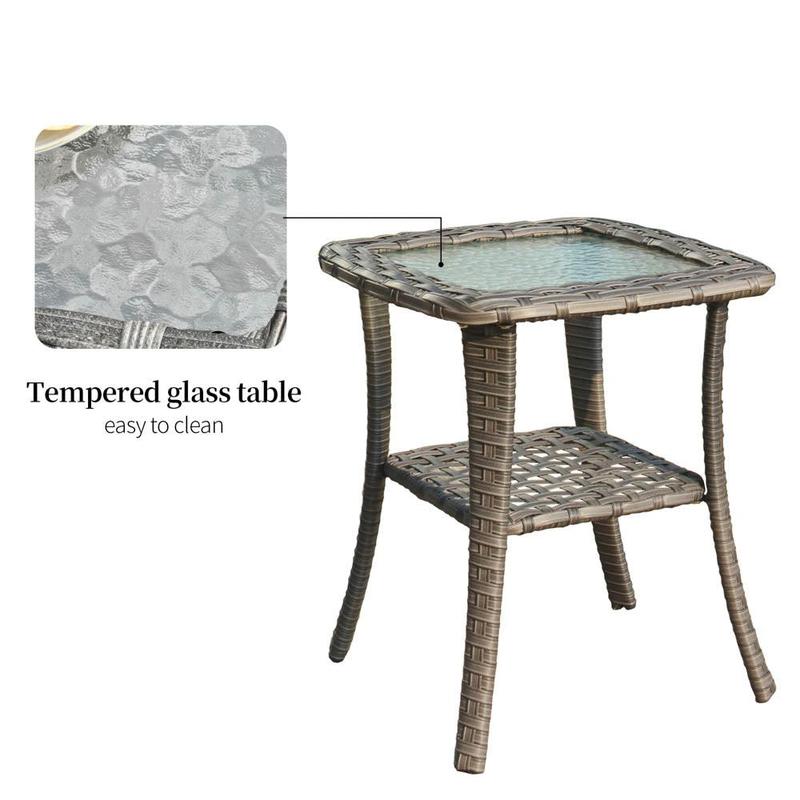 Ovios Patio Furniture 13-Piece Outdoor Sectional Sofa Set with Wicker Rocking Swivel Chairs and 42.12'' Fire Pit