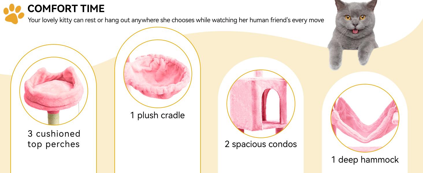 Yitahome Tall Cat Tree for Indoor Cats, 75 inch Multi-Level Cat Tower with Cat Condos, Top Perches, Sisal Ramp Scratching Posts, Cozy Basket,Hammocks, Large Cat Pet Activity Structure