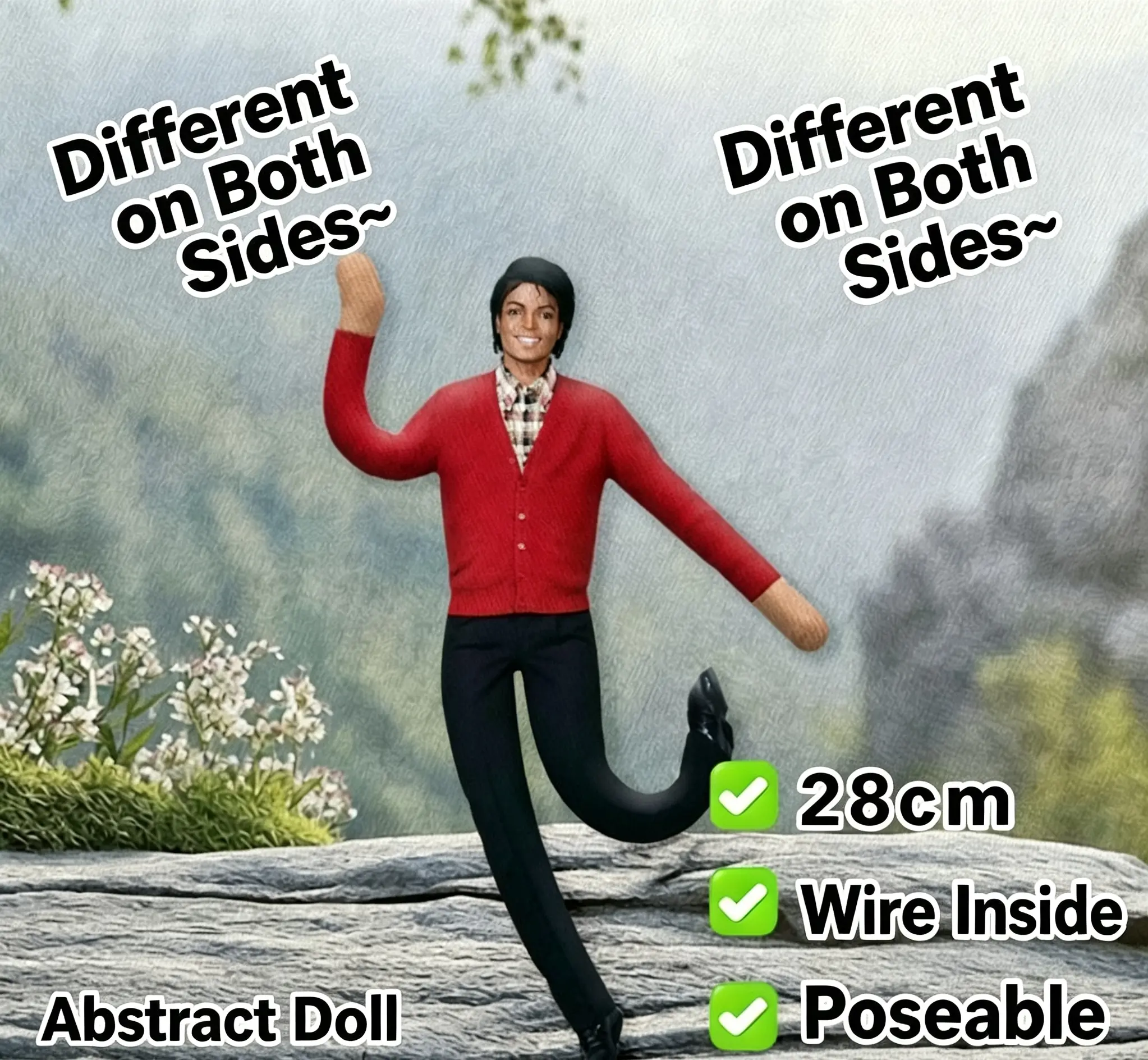 Michael Jackson Cosplay Prop Plush Doll - Soft, Huggable, Articulated Human-Shape Figure, Room Decor, Gift for Stuffed Toy Enthusiasts