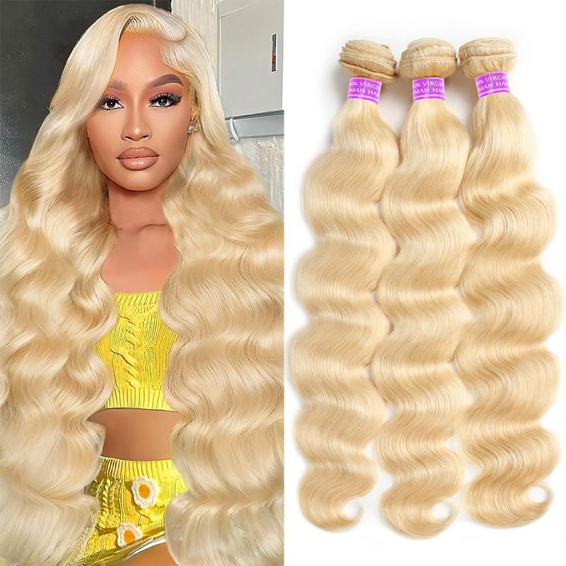 613 Blonde Human Hair Bundles 30 Inch Body Wave Human Hair Bundles Unprocessed Brazilian Virgin Human Hair Bundles Straight Human Hair Extensions 100g per Bundle