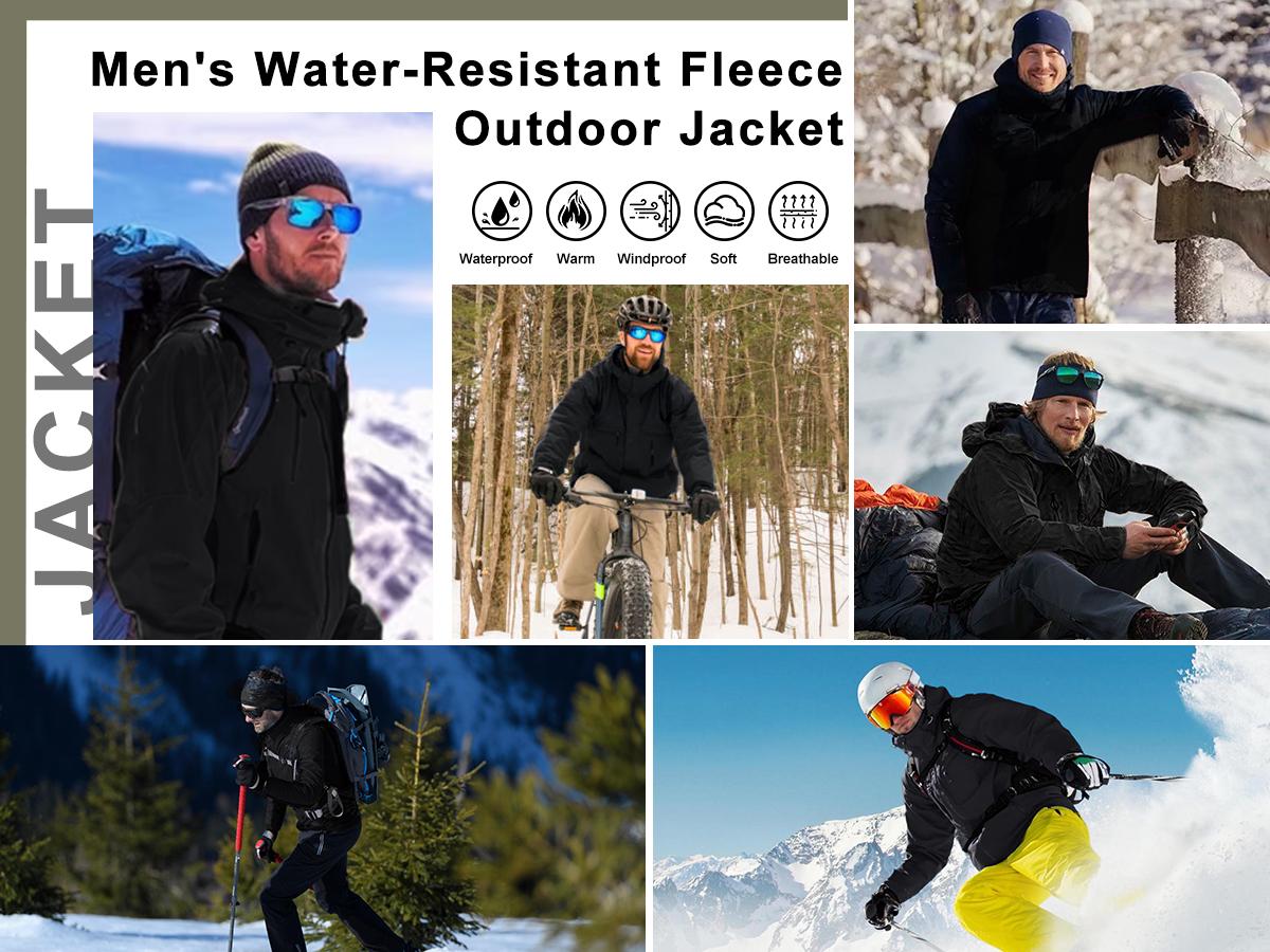 【Plus Size】Men's Winter Coats Waterproof Ski Snow Jacket Warm Fleece Jacket Parka Raincoats With Multi-Pockets Hooded Windproof Windbreaker Outdoor Fit Type Sports Outerwear【Plus Size,S-XXXXL】