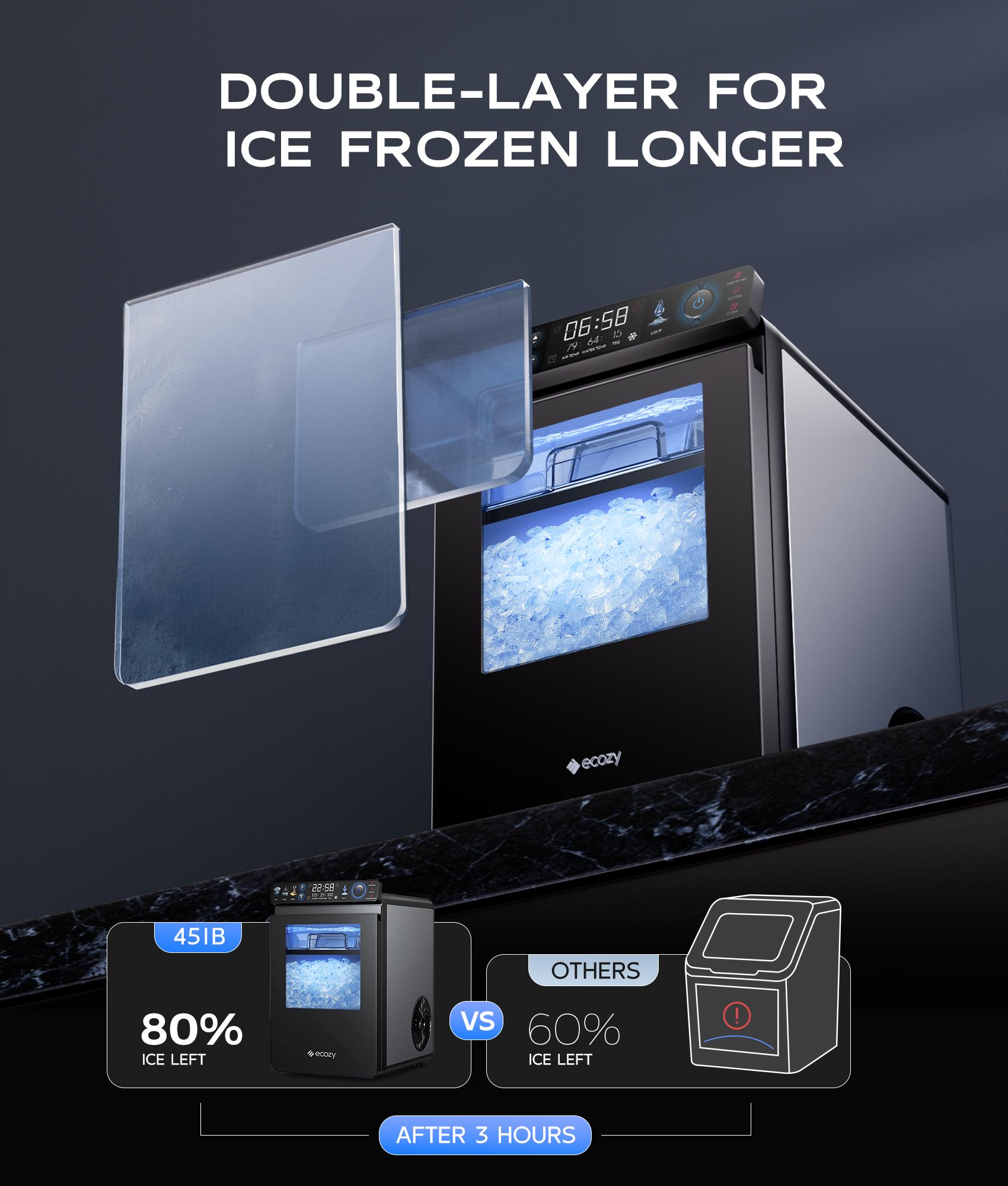 ecozy WiFi Smart Nugget Ice Maker Countertop, Full-Color Smart Panel Ice Machine, 44 lbs/Day, Pull-Out Water Tank, Self-Cleaning ecozy WiFi Smart Nugget Ice Maker Countertop, Full-Color Smart Panel Ice Machine, 44 lbs/Day, Pull-Out Water Tank, Self-Cleaning