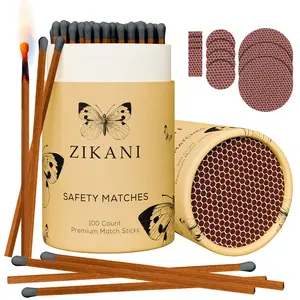 ZIKANI 4" Espresso Stick Black Tip Matches