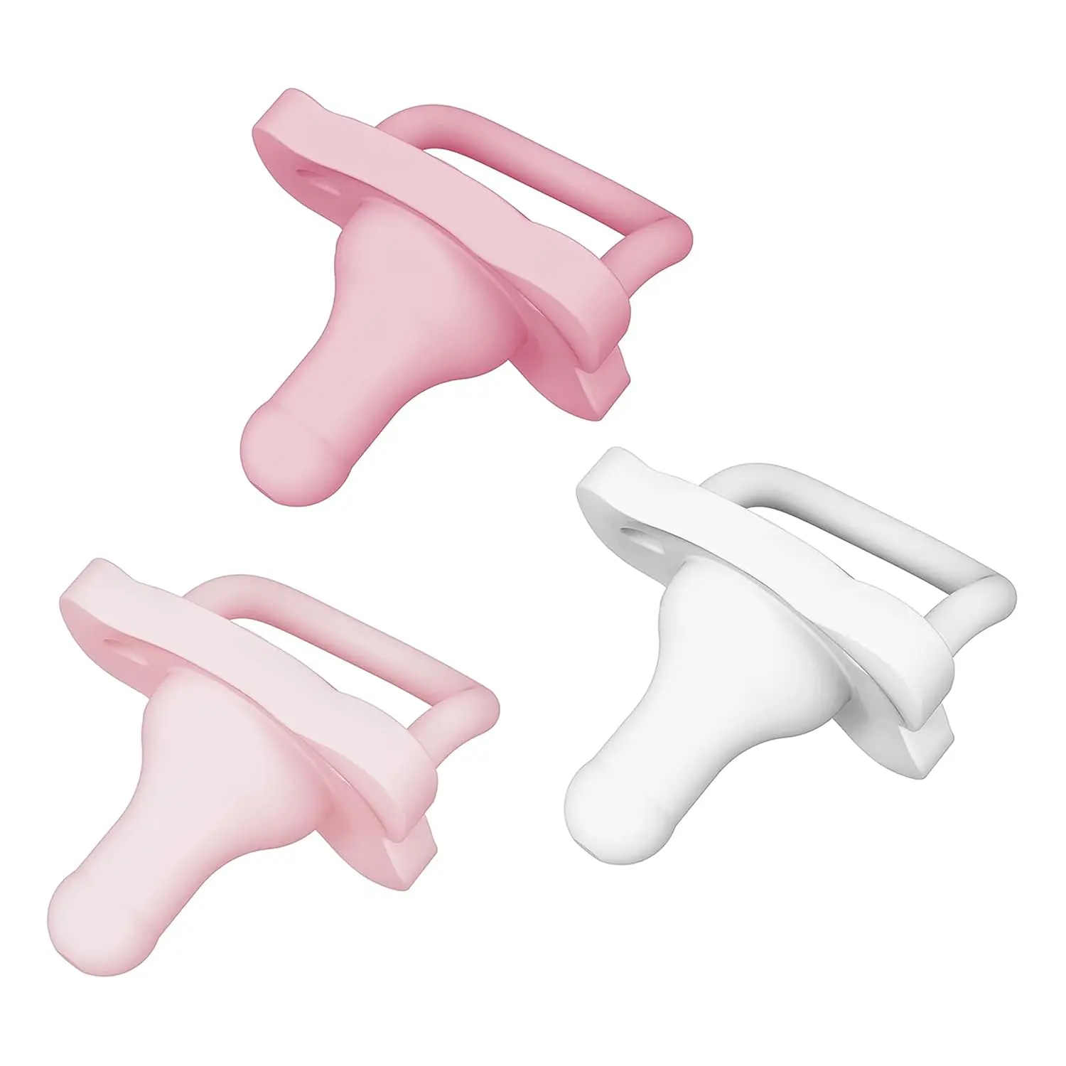100% Silicone Baby Pacifier, Contoured One-Piece Design, Light-Pink/Pink/White, 0-6m, BPA-Free, 3-Pack