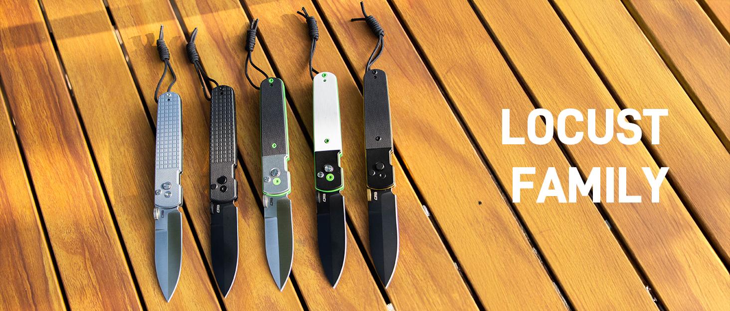 CJRB Locust Tool Knife for Men with 3.15'' AR-RPM9 Steel Blade and G10 Handle, Button Lock with Safety Switch EDC Knife for Camping and FathersDayGift