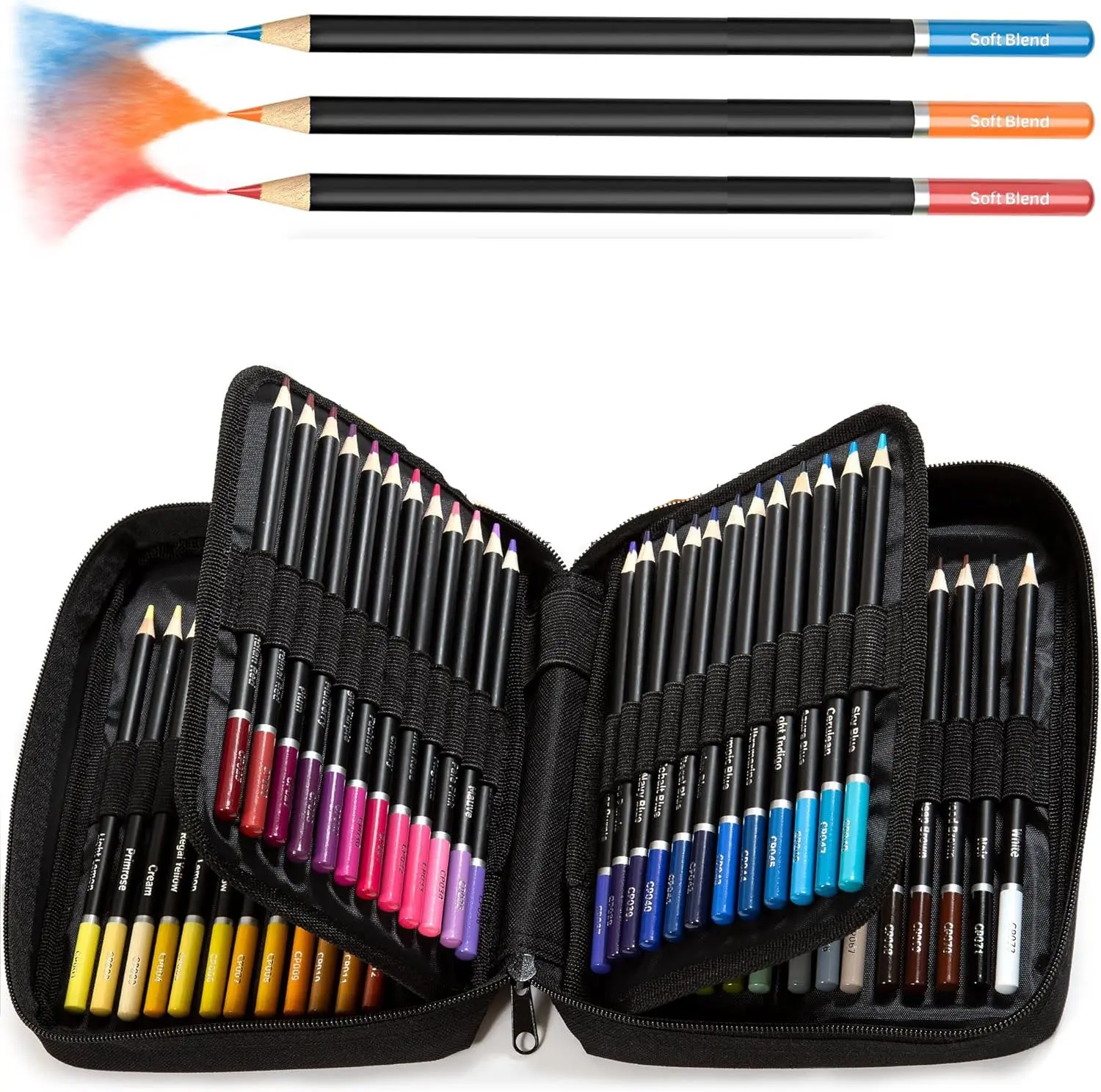 72/120 Premium Colored Pencils for Adults Coloring Books - Vibrant Colors - Professional Coloring Pencil Set with Soft Wax Cores & Zip-Up Travel Case