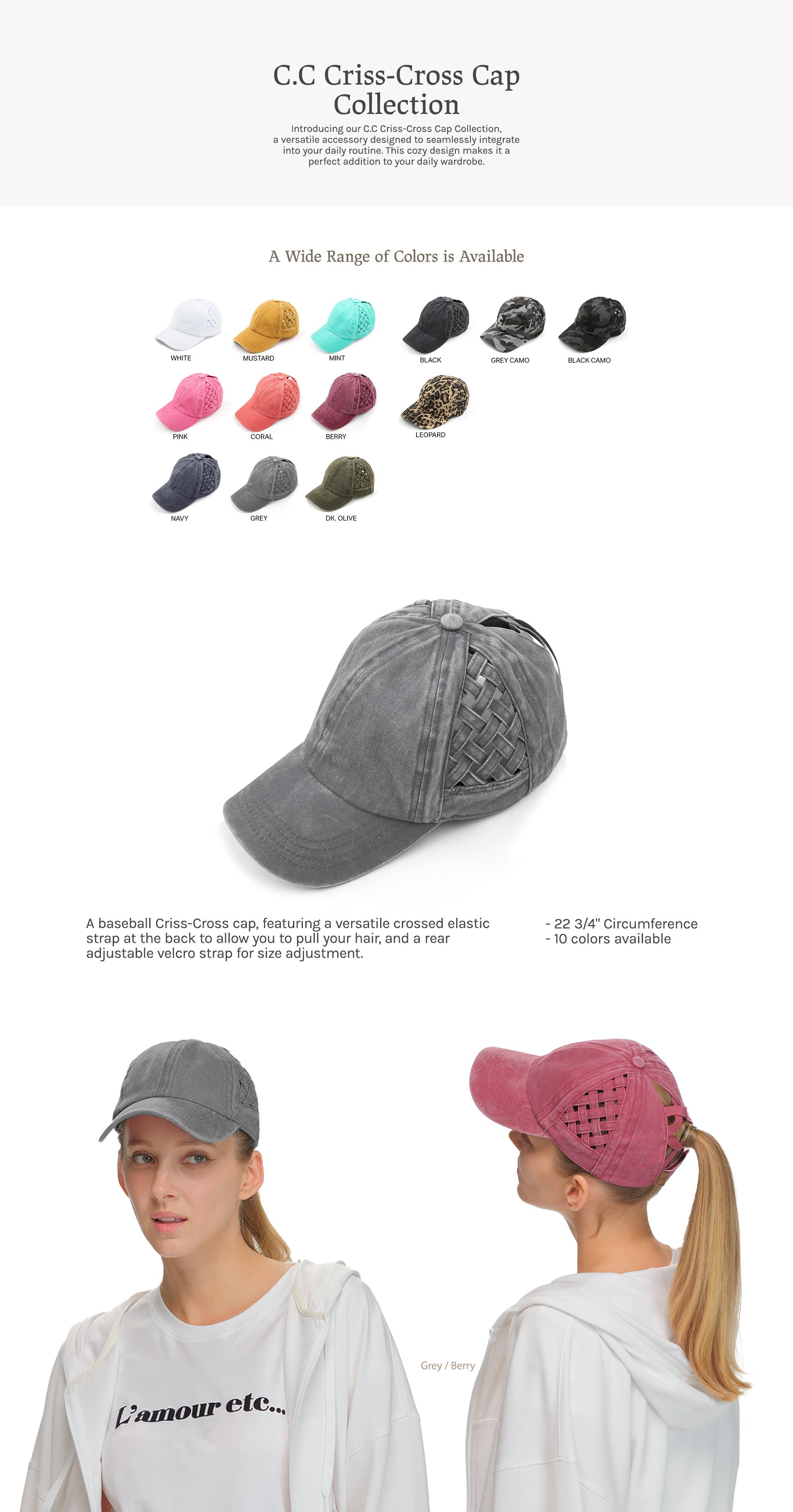 Criss-Cross Weavon Basket Ponytail Cap for Women - Soft Cotton Material, Unique Design Dress Up Hat Snap Back Hat