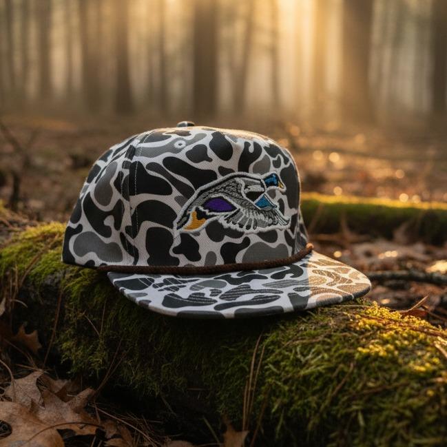 Mallard Duck Heritage Camo Snapback Hat 2026 New | Premium Rope Brim, Thick Structured Crown | Unisex Outdoor & Streetwear Cap for Winter