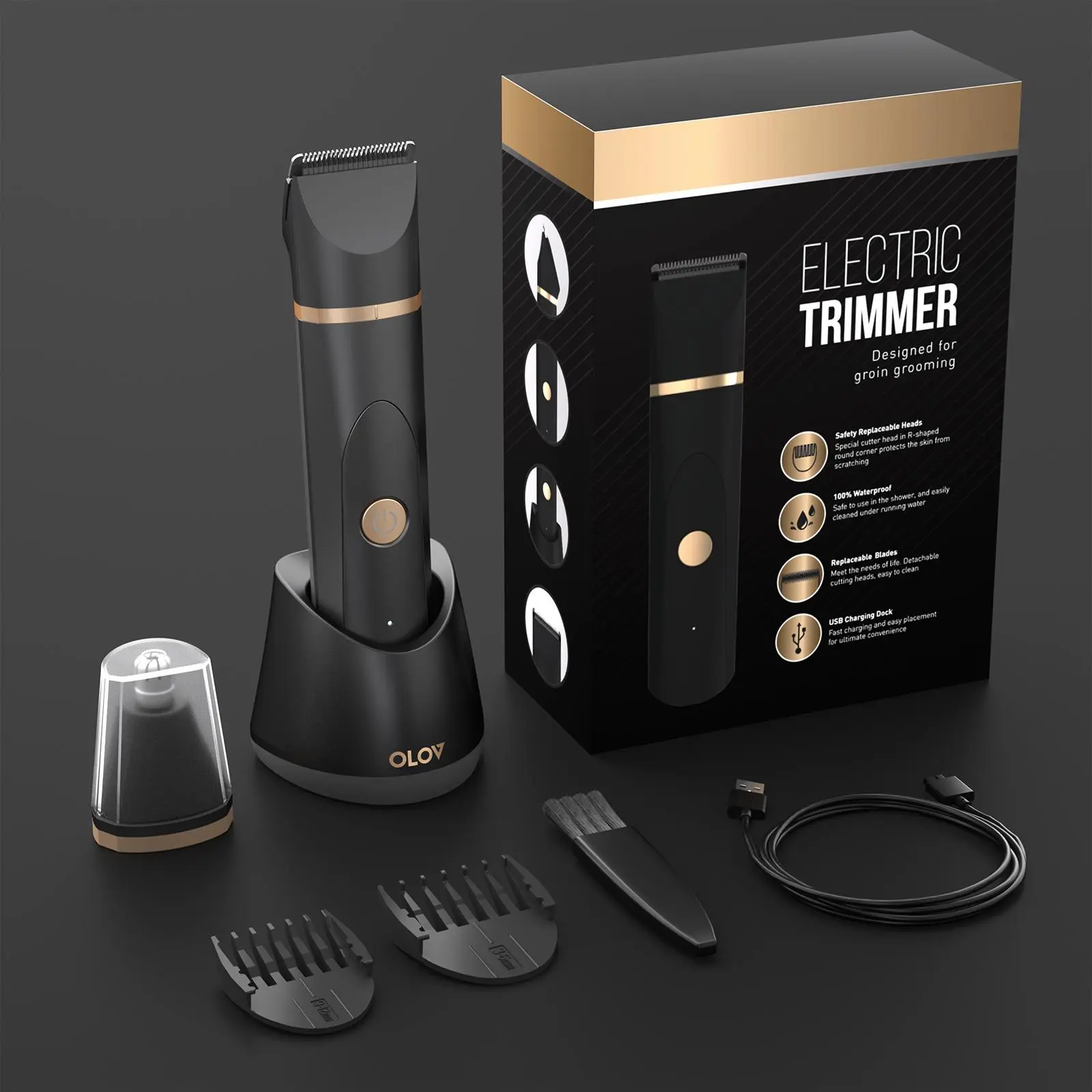 OLOVE Body Hair Trimmer for Men, Anti-Nick Groin & Ball Groomer with Safe Ceramic Blade for a Smooth Trim, Waterproof & Rechargeable, Fathers Day Gift, Fathersdaygift, Men's Stuff, Beauty Products, Gifts For Boyfriend, Face, Boyfriend Birthday Gift