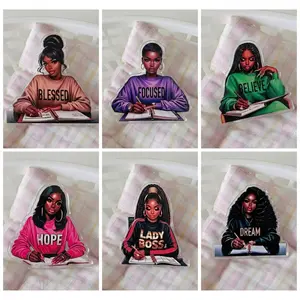 Motivational Black Girl Writing Phone Grip for Phone & Kindle,  Melanin Aesthetic Pop Grip Stand, Gift for Women Readers