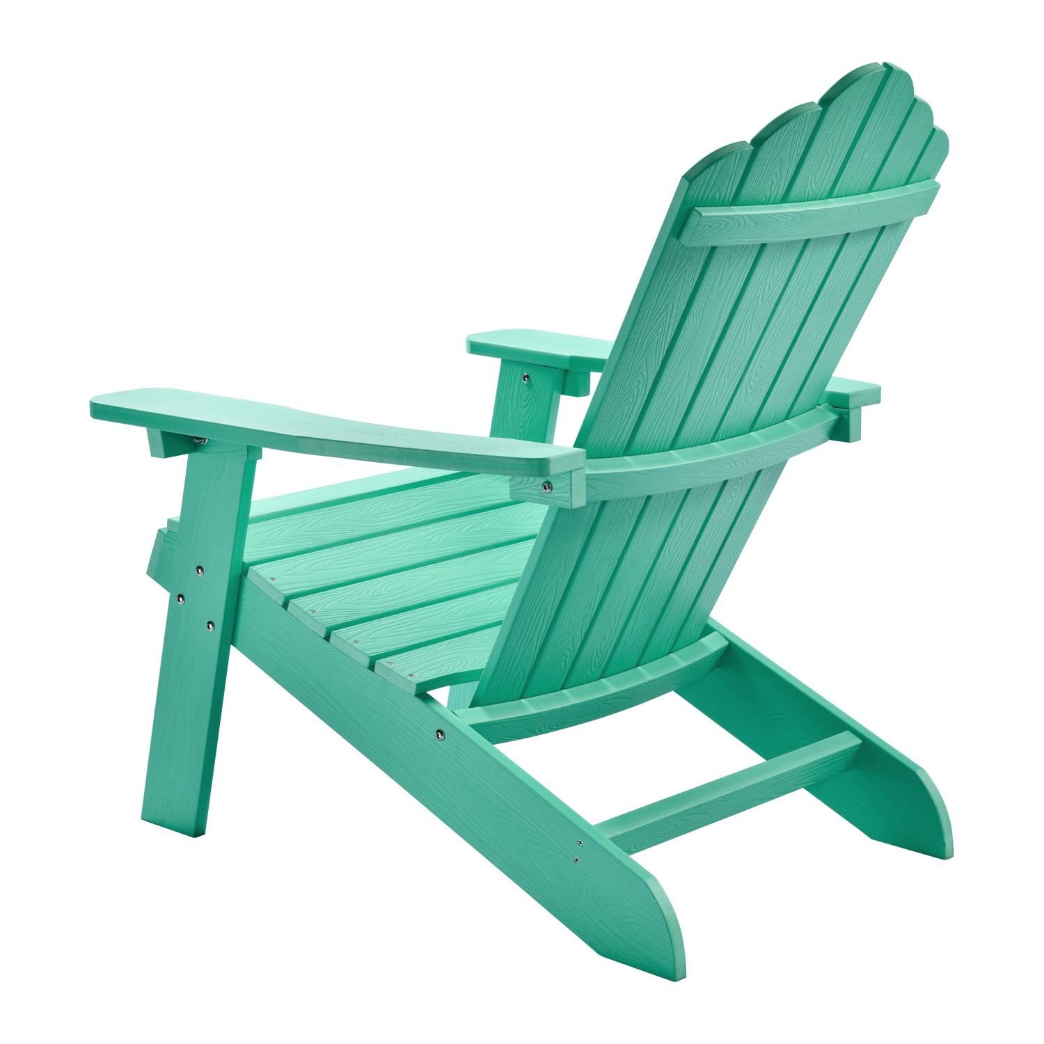 ALLWEX Outdoor Adirondack Chair & Side Table Set, HDPE Weather-Resistant High-Back Armchair, Folding Table with Wood Grain Finish for Garden, Deck