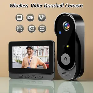 Waterproof DoorBell Camera Wireless with 4.3'' Monitor Screen, Video Intercom Two-Way Audio, Night Vision, 300000 pixels HD, No WiFi Subscription and APP Needed
