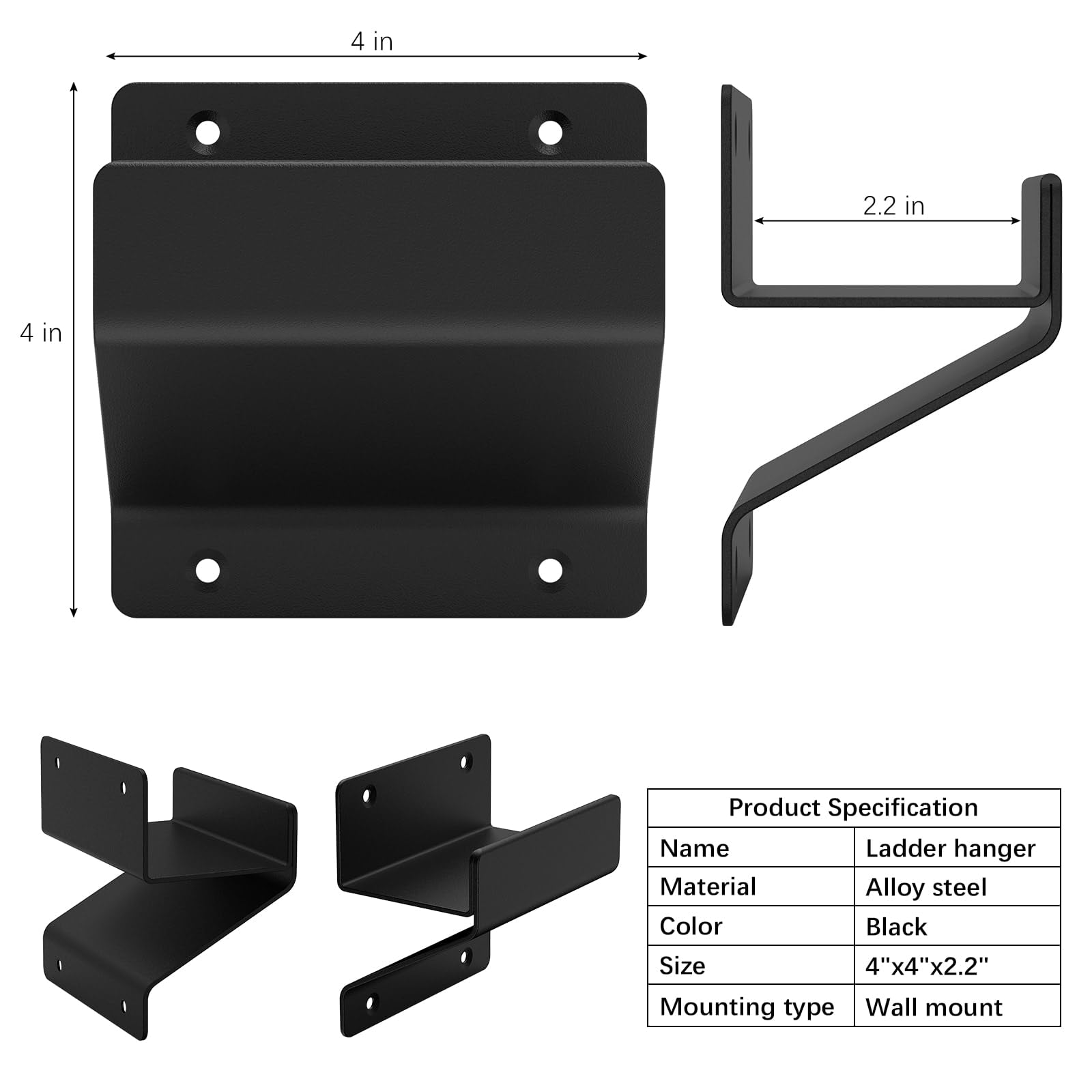 Ladder Hanger Steel Wall Mount Wheelbarrow Hanger for Garage Wall Heavy Duty Wall Mount for Ladder Folding Chair Stroller Storage Black Adjustable Strap Hook Adjustable Hangable Organiser