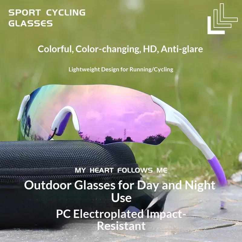 Photochromic Sunglasses Color Changing Sports Glasses UV400 TR90 Frame Lightweight Outdoor Windproof Dustproo